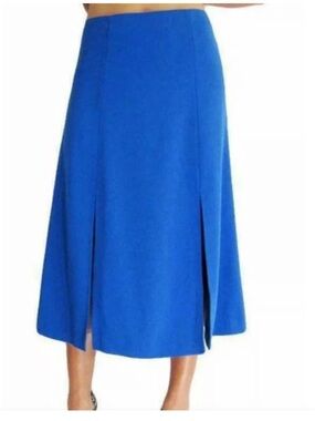 RALPH LAUREN Blue Slit Side Below Knee A Line Skirt Size 6